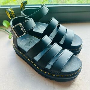 Dr. Martens Black Blaire Chunky Sandals Leather Size 5